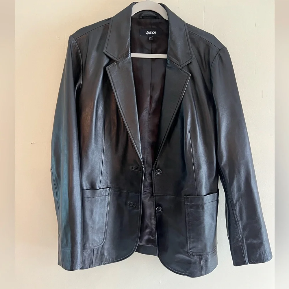 Quince Leather Blazer - L - Picture 2 of 9